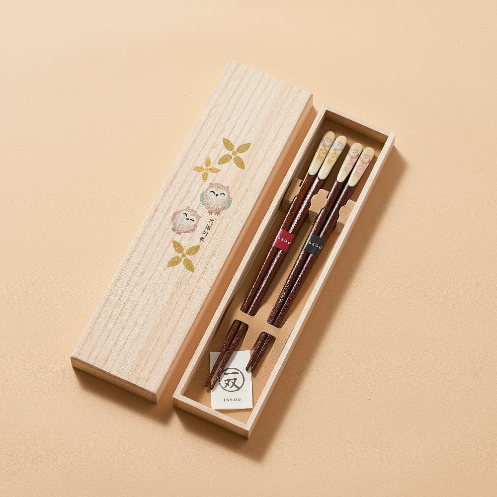 Laughing Owl Couple Chopsticks